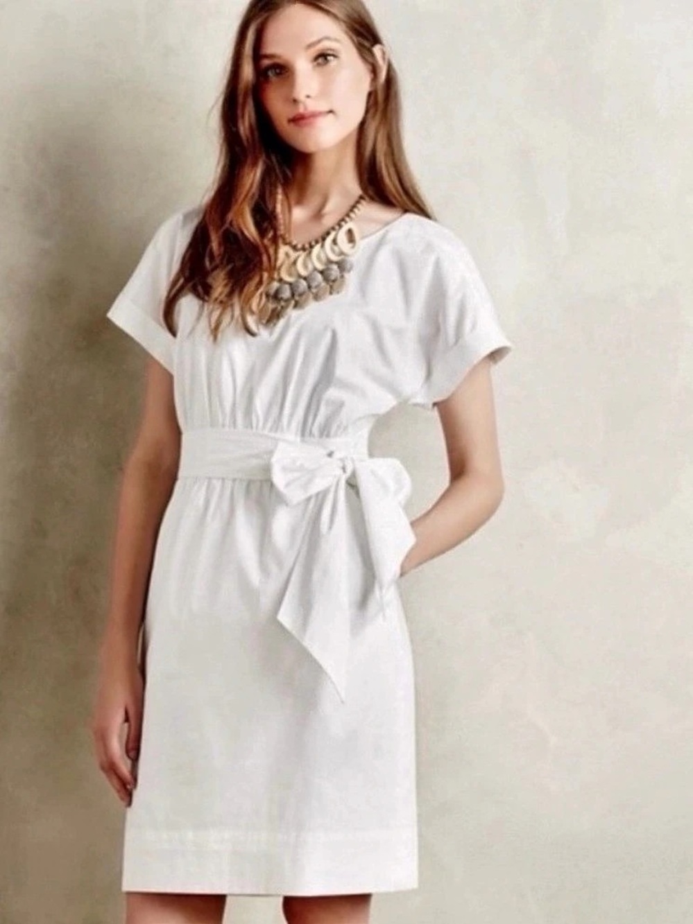 Anthropologie HD in Paris White Cotton Mini Dress Size 12P NWT